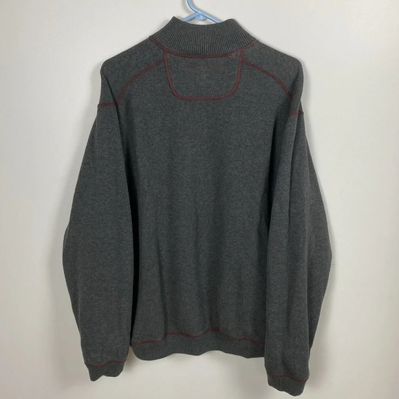 Tommy Bahama Flipshore Quarter Zip in maroon and gray - Picture 14 of 16